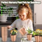ARGCONNER 4 Inch Peat Pots, 50PCS Biodegradable Plant Starting Pots Round Nursery Pot, Garden Germination Nursery Pot Bonus 20 Plant Labels (4 Inch, 50P)