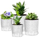 CWYEYE 4 Pack Self Watering Pots for Indoor Plants, 4" + 5.5" Flower Pots with Wick Rope and Reservoir, Plant Pots for African Violet, Spider Plant, Orchid