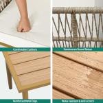 YITAHOME Patio Furniture Set, 6 Pieces Outdoor Rattan Woven Sectional Sofa Patio Loveseat with Ottoman and and Side Table, Conversation Set for Backyard, Porch, Boho - Beige