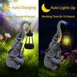 Hulonrua Solar Garden Outdoor Statues Lights Elephant Garden Sculptures Birthday Housewarming Gifts for Women Mom Grandma for Patio Yard Lawn Backyard Decorations