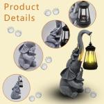 Hulonrua Solar Garden Outdoor Statues Lights Elephant Garden Sculptures Birthday Housewarming Gifts for Women Mom Grandma for Patio Yard Lawn Backyard Decorations