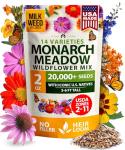 HOME GROWN Premium Monarch Butterfly Wildflower Seeds Mix (2oz) - 20000+ Non-GMO Milkweed Seeds for Monarch Butterflies - Perennial Wildflowers - Bulk Flower Seeds for Pollinator Gardens