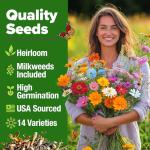 HOME GROWN Premium Monarch Butterfly Wildflower Seeds Mix (2oz) - 20000+ Non-GMO Milkweed Seeds for Monarch Butterflies - Perennial Wildflowers - Bulk Flower Seeds for Pollinator Gardens