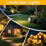 Low Voltage Safety Landscape Lights Outdoor: 7W 840LM LED Landscape Lighting with Connectors & Transformer for Tree Garden Yard Pathway | 24V Warm Yellow 3000K Spotlights | IP65 Waterproof | 6 Pack