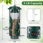 Gbekery Squirrel Proof Bird Feeder for Outdoors Hanging, Metal Mesh Bird Feeder for Outsides with Gravity Protection for Small Birds, Weatherproof and Durable, Green