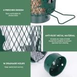 Gbekery Squirrel Proof Bird Feeder for Outdoors Hanging, Metal Mesh Bird Feeder for Outsides with Gravity Protection for Small Birds, Weatherproof and Durable, Green