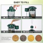 Gbekery Squirrel Proof Bird Feeder for Outdoors Hanging, Metal Mesh Bird Feeder for Outsides with Gravity Protection for Small Birds, Weatherproof and Durable, Green