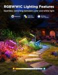 Govee Outdoor Garden Lights 2 Pack, RGBWWIC Smart LED Pathway Lights for Landscape Lighting and Christmas, 16 Million Colors and 64 Scenes, IP66 Waterproof for Outdoor Patio, Works with Alexa, Matter