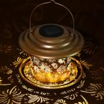 Solar Bird Feeders for Outdoors, Weatherproof Metal Bird Feeder with Fireworks Pattern for Christmas Decoration, Hanging Birdfeeder Lantern for Courtyard Garden Outside