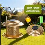 Solar Bird Feeders for Outdoors, Weatherproof Metal Bird Feeder with Fireworks Pattern for Christmas Decoration, Hanging Birdfeeder Lantern for Courtyard Garden Outside