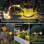 Solar Lights Outdoor Decorative, Metal Watering Can Lights Waterproof, Small Hanging Garden Decor Yard Outside Patio Lawn, Gifts for Mom Grandma Women Birthday(Warm White)