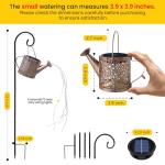 Solar Lights Outdoor Decorative, Metal Watering Can Lights Waterproof, Small Hanging Garden Decor Yard Outside Patio Lawn, Gifts for Mom Grandma Women Birthday(Warm White)