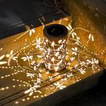 Christmas Gifts For women,Solar Lanterns Outdoor Hanging Lantern Lights, Dragonfly Hollowed-Out Metal Decor Lantern, Waterproof LED Decorative Garden Light - Delicate Garden Decoration for Patio, Yard