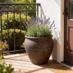 WORTH Clay-Pot-Style Plastic Planter Pots Set of 2 (Large: 17"Dia x 16"H & Small: 13"Dia x 13"H), Rustic style Flower Pots, Lightweight Plant Pots with Drainage Hole & Plug for Indoor & Outdoor Use