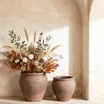 WORTH Clay-Pot-Style Plastic Planter Pots Set of 2 (Large: 17"Dia x 16"H & Small: 13"Dia x 13"H), Rustic style Flower Pots, Lightweight Plant Pots with Drainage Hole & Plug for Indoor & Outdoor Use