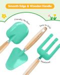 Grenebo Kids Gardening Set Toys,Includes Metal Trowel,Transplanting Shovel,Garden hat,Rake,Apron,Gloves,Watering Can,and Tool Organizer Bag (Lake Green)