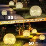 Coroor Garden Solar Ball Lights Outdoor Waterproof, 50 LED Cracked Glass Globe Solar Power Ground Lights for Path Yard Patio Lawn, Christmas Decoration Landscape Warm White(2 Pack 4.7'')