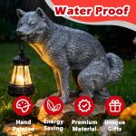 Loungelore Discreet Wolf Garden Statue - The Loyal Guardian's Surprise Solar Lantern - Unique Dog Resin Figurine for Lawn Patio - Funny Gag Gift for Gardeners -Christmas House Warming Gifts New Home