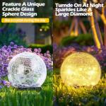 Coroor Garden Solar Ball Lights Outdoor Waterproof, 50 LED Cracked Glass Globe Solar Power Ground Lights for Path Yard Patio Lawn, Christmas Decoration Landscape Warm White(2 Pack 4.7'')