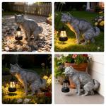 Loungelore Discreet Wolf Garden Statue - The Loyal Guardian's Surprise Solar Lantern - Unique Dog Resin Figurine for Lawn Patio - Funny Gag Gift for Gardeners -Christmas House Warming Gifts New Home