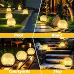 Coroor Garden Solar Ball Lights Outdoor Waterproof, 50 LED Cracked Glass Globe Solar Power Ground Lights for Path Yard Patio Lawn, Christmas Decoration Landscape Warm White(2 Pack 4.7'')