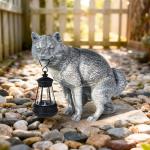 Loungelore Discreet Wolf Garden Statue - The Loyal Guardian's Surprise Solar Lantern - Unique Dog Resin Figurine for Lawn Patio - Funny Gag Gift for Gardeners -Christmas House Warming Gifts New Home
