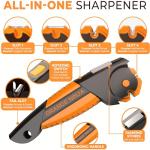 Orange Ninja 7-in-1 Garden Tool & Knife Sharpener – Sharpens Lawn Mower Blades, Axe, Hatchet, Machete, Pruner & Hedge Shears – Repairs & Hones Edges by Sharp Pebble