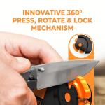 Orange Ninja 7-in-1 Garden Tool & Knife Sharpener – Sharpens Lawn Mower Blades, Axe, Hatchet, Machete, Pruner & Hedge Shears – Repairs & Hones Edges by Sharp Pebble