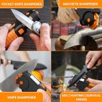 Orange Ninja 7-in-1 Garden Tool & Knife Sharpener – Sharpens Lawn Mower Blades, Axe, Hatchet, Machete, Pruner & Hedge Shears – Repairs & Hones Edges by Sharp Pebble