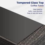 Wisteria Lane 5 Piece Patio Furniture Set, Wicker Outdoor Patio Conversation Furniture Set, All Weather Outdoor Patio Sofa with Cushion and Glass Table, Grey