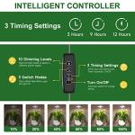 Aokrean Plant Grow Light, 48 LEDs Full Spectrum Grow Lights for Indoor Plants, Height Adjustable Small Halo Grow Light with Base, 3 Optional Spectrums, Auto Timer 3/9/12Hrs, 10 Brightness, 3 Pack