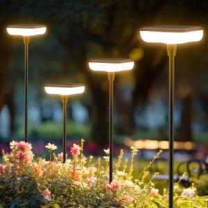 Solar Lights Outdoor Garden 4 Pack Solar Pathway Light 31" Tall Solar Landscape Lights 34LM Bright Up to 12H IP65 Waterproof Auto On/Off for Walkway Outside Yard Path Patio Lawn Flower Bed plant Decor