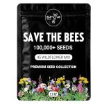 Package of 100,000 Wildflower Seeds - Save The Bees Wild Flower Seeds Collection - 45 Varieties of Pure Non-GMO Flower Seeds for Planting Including Milkweed, Poppy, and Lupine