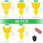 40 Pcs 5 Shapes Yellow Extremely Sticky Traps for Fungus Gnat, Fruit Fly, Fly, Whitefly, Flying Insect Catcher Traps for Houseplants, Kitchen, Indoor/Outdoor, Non-Toxic, Odorless, Pet and Kid Safe