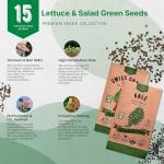 Organo Republic 15 Lettuce & Salad Greens Seeds Variety Pack 17700+ Non-GMO Heirloom Lettuce Seeds for Indoors & Outdoors Garden, Hydroponics, Aerogarden - Arugula, Kale, Spinach, Swiss Chard, Lettuce
