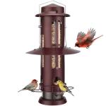 Kingsyard Squirrel Proof Bird Feeder for Outdoors Hanging, Metal Wild Bird Feeders with Removable Base and Baffle, Easy to Clean & Refill, 3 lbs Large Seed Capacity, Antique Copper