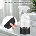 Worldgsb 2 Pack Glass Spray Bottles with Silicone Sleeve, 16 oz Empty Refillable Containers with Adjustable Spray Nozzles, Spray Bottles for Hair, Cleaning Solutions and Plants Black