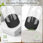 Worldgsb 2 Pack Glass Spray Bottles with Silicone Sleeve, 16 oz Empty Refillable Containers with Adjustable Spray Nozzles, Spray Bottles for Hair, Cleaning Solutions and Plants Black