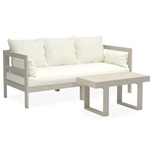 Milliard Outdoor Sofa Patio Furniture Set, Modern Wood Couch with Cushions and Coffee Table, 74 Inch (Grey)