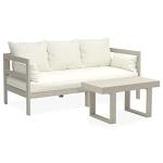 Milliard Outdoor Sofa Patio Furniture Set, Modern Wood Couch with Cushions and Coffee Table, 74 Inch (Grey)