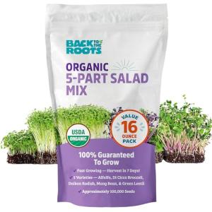 Back to The Roots 100% Organic 5-Part Salad Seeds | 1 Pound Non-GMO | Nutrient Dense, Easy to Grow, Rich in Fiber