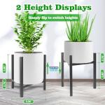 Airpark Plant Stand Indoor Adjustable, Metal Modern Plant Stands, Heavy Duty Stable Plant Pot Flower Holder Indoor Outdoor Corner, Fit 8 9 10 11 12 inch Pots, Black (Pot & Plant Not Included)
