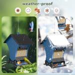 Wildpark Squirrel Proof Bird Feeders for Outdoors, 5LB Metal Hanging Feeders, Large Wild Feeders for Cardinals, Chickadees, Durable Backyard Feeders -One in Blue