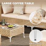 Ophelian 7 Piece Patio Furniture Set, Outdoor Wicker Sectional Couch Weave Rattan Sofa with Coffee Table & Thick Cushion(Beige), Perfect for Lawn, Deck, Garden, Backyard
