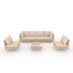 Ophelian 7 Piece Patio Furniture Set, Outdoor Wicker Sectional Couch Weave Rattan Sofa with Coffee Table & Thick Cushion(Beige), Perfect for Lawn, Deck, Garden, Backyard