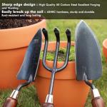 RESTMO 3-in-1 Heavy Duty Gardening Tools Kit, Premium Carbon Steel Garden Tools with Ergonomic Wooden Handle Includes Trowel, Transplanter, and Cultivator, Ideal Gardening Gifts for Women, Gardener