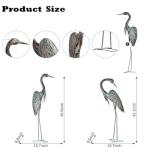 Kircust Garden Crane Statues, Standing Metal Patina Heron Decoy Outdoor Statue, 42-46 Inch Bird Yard Art for Patio Lawn Pond, Set of 2