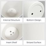 FONTOI 23.6" Tall Planter for Outdoor Plants Set of 2 Large Outdoor Plastic Striped Flower Pots, Front Porch Furniture, Garden Pots, Decorative Planters for Indoor/Outdoor, Patio, Balcony, White