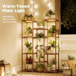 Bamworld Plant Stand with Grow Light Plant Shelf for Mutiple Pots Large Plant Holder for Living Room Patio Boho Home Decor for Gardening Warm Light