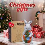 Nacome Solar Garden Outdoor Statues Bunny with Succulent and 7 LED Lights – Lawn Decor for Patio, Balcony, Yard Ornament - Chrismtas Gifts for Mom Grandma